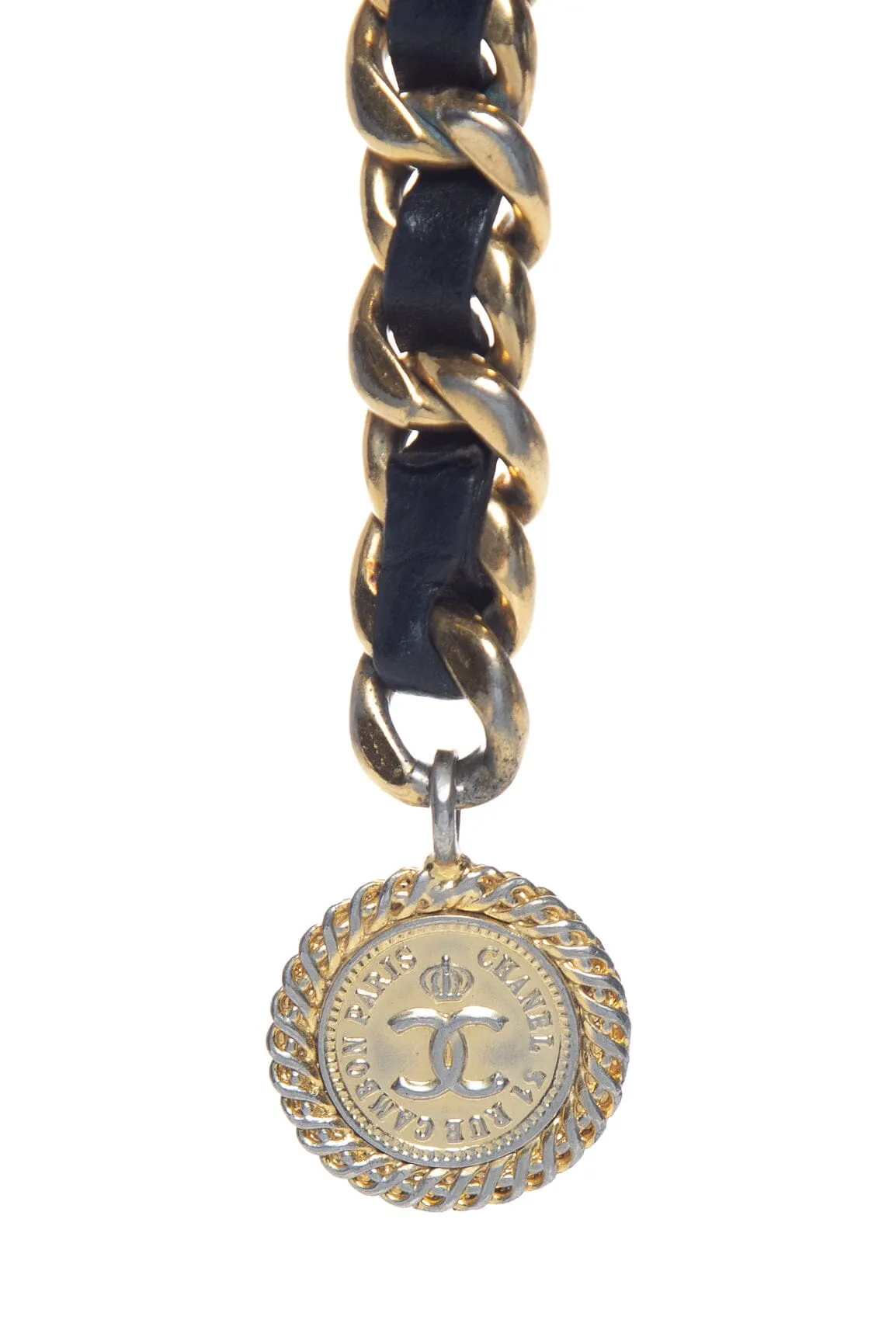 Chanel Vintage 1990's  Gold Chain Woven Lambskin Belt